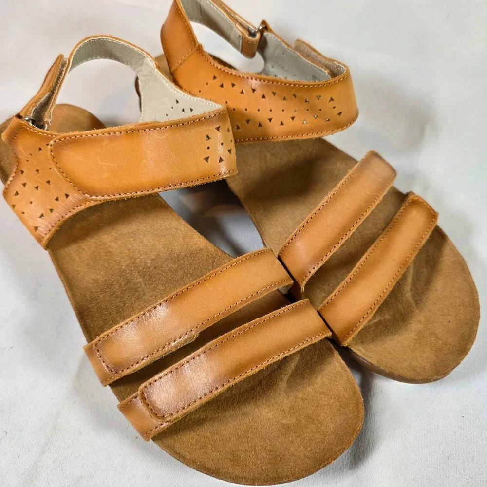Propet Farrah Sandals Womens‎ 11 4E Extra Wide Tan Leather Adjustable Strap